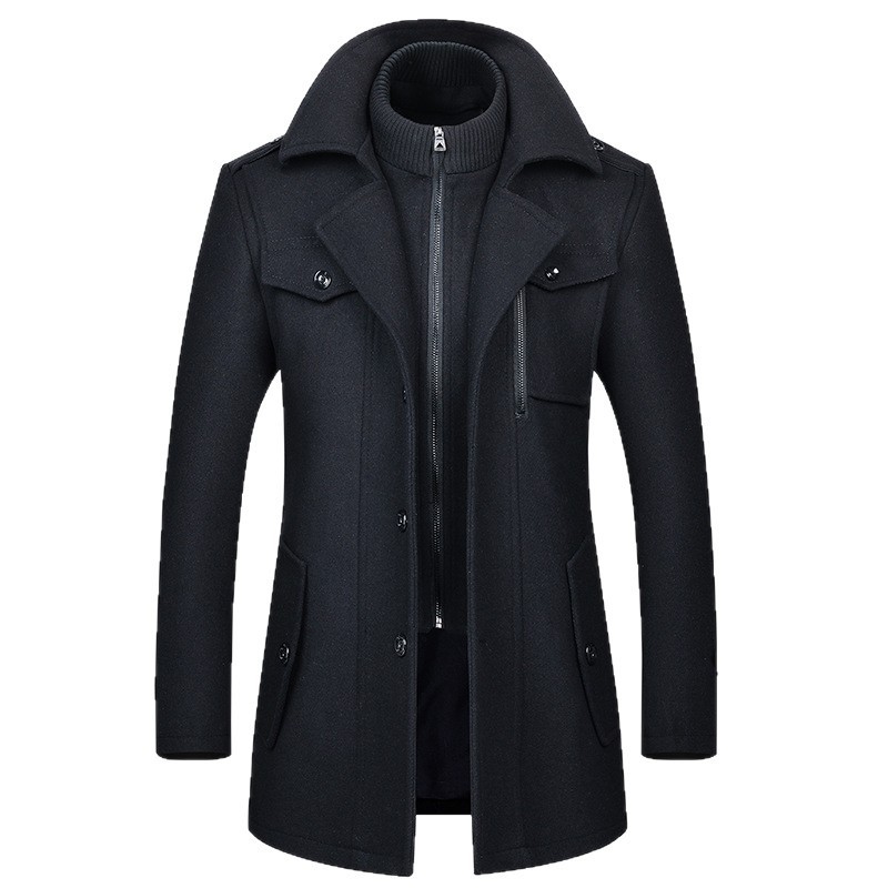 Men’s Woolen Double Collar Coat